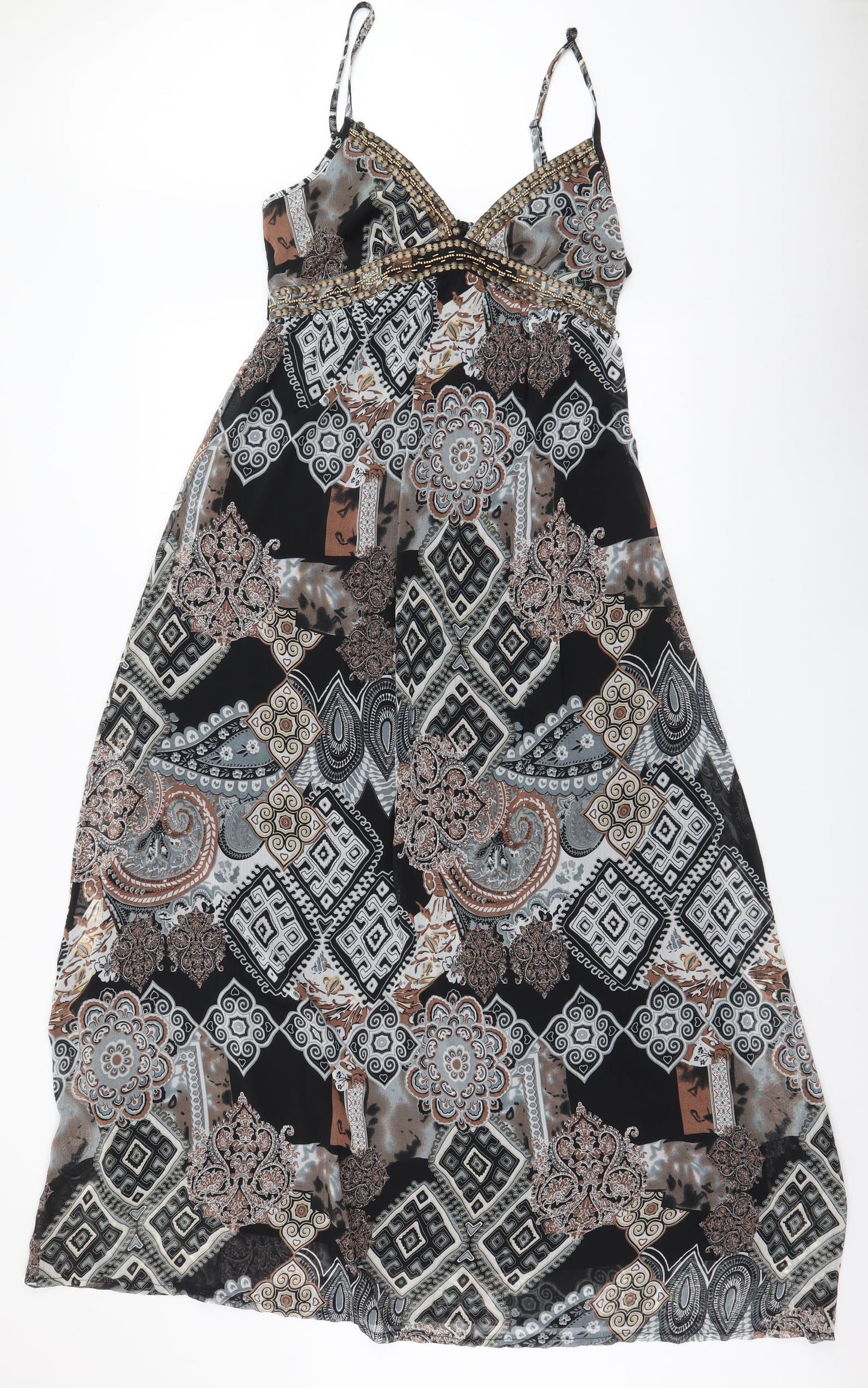Apricot Womens Multicoloured Fair Isle Polyester Maxi  Size M  V-Neck Zip