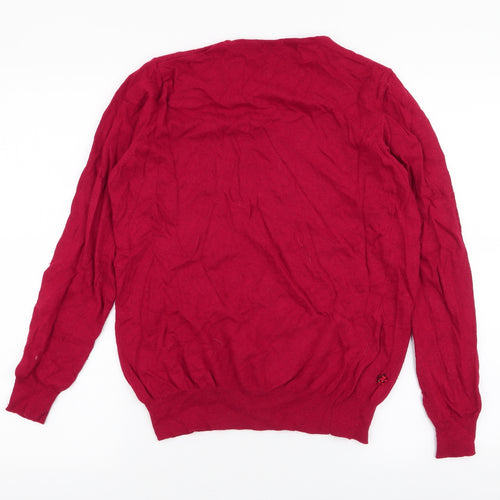 Isle Womens Red Round Neck  Nylon Pullover Jumper Size M