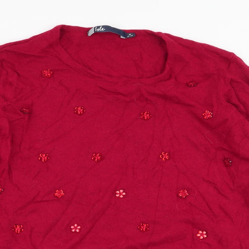 Isle Womens Red Round Neck  Nylon Pullover Jumper Size M