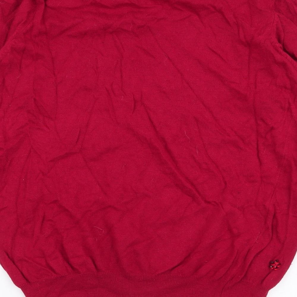 Isle Womens Red Round Neck  Nylon Pullover Jumper Size M