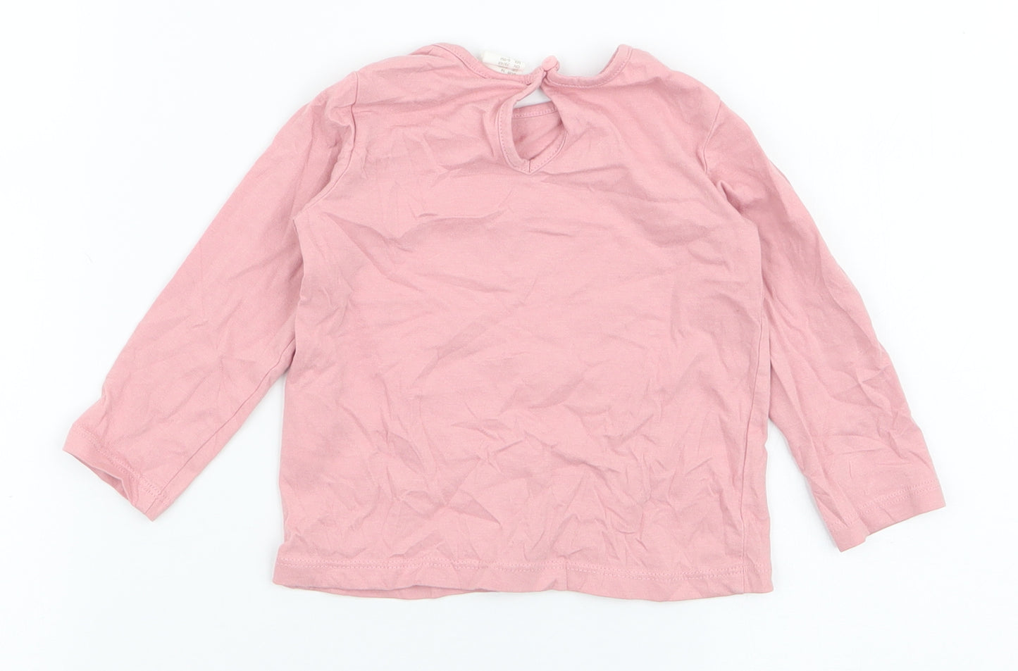 H&M Girls Pink  100% Cotton Jersey T-Shirt Size 6-9 Months Round Neck Button - Love is our power