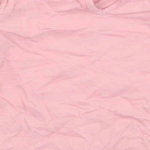 H&M Girls Pink  100% Cotton Jersey T-Shirt Size 6-9 Months Round Neck Button - Love is our power