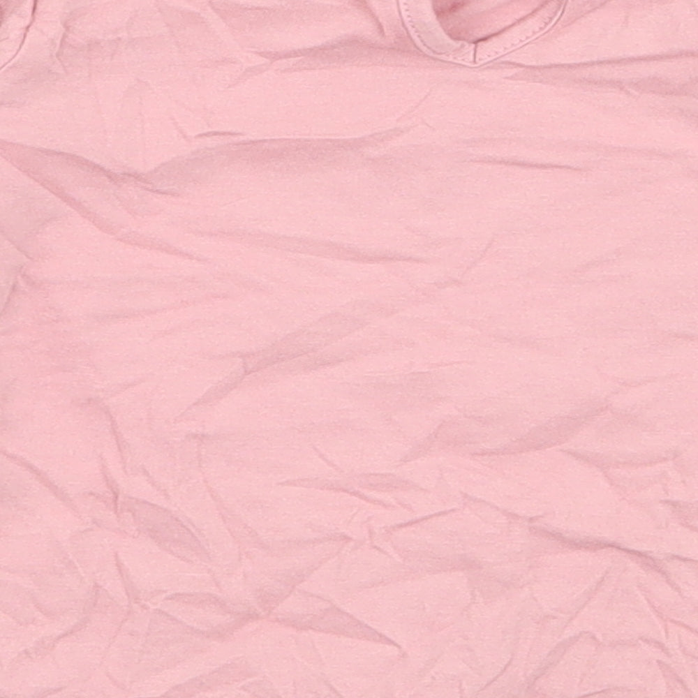 H&M Girls Pink  100% Cotton Jersey T-Shirt Size 6-9 Months Round Neck Button - Love is our power