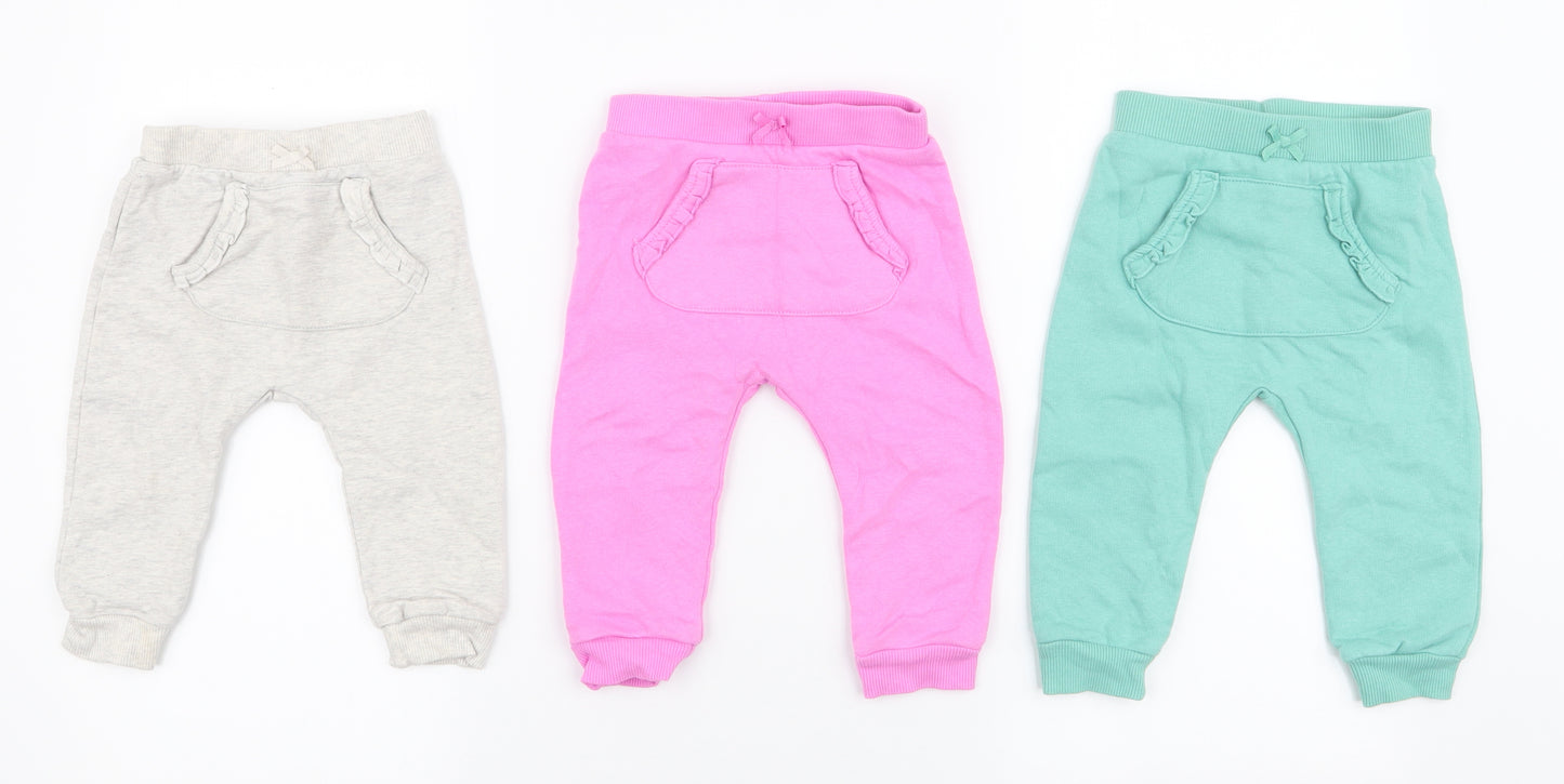 George Girls Multicoloured  Cotton Trousers Set Outfit/Set Size 6-9 Months  Pullover