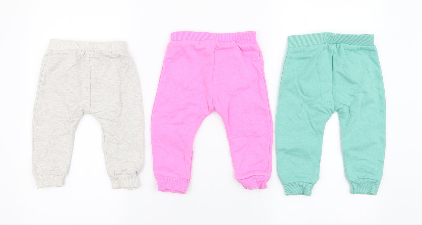 George Girls Multicoloured  Cotton Trousers Set Outfit/Set Size 6-9 Months  Pullover
