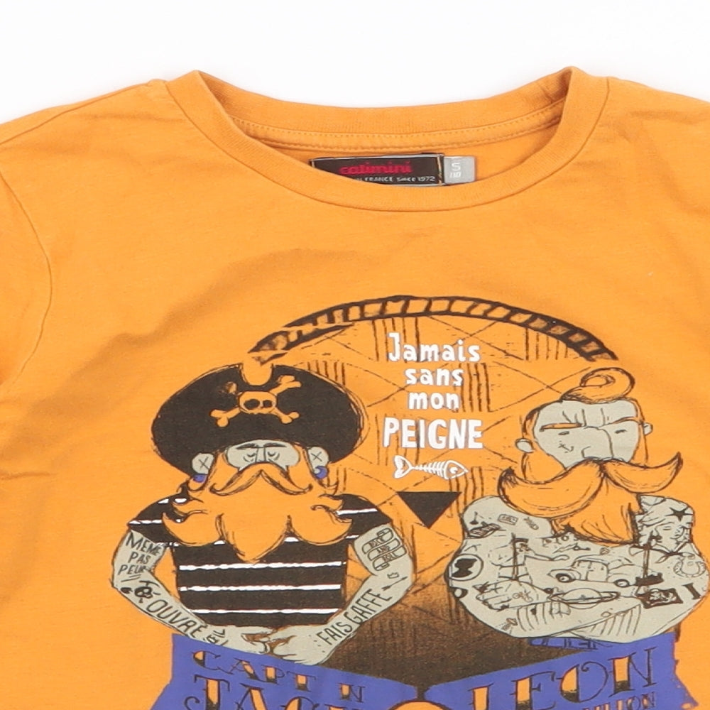 Catimini Boys Yellow  100% Cotton Jersey T-Shirt Size 5 Years Round Neck Pullover