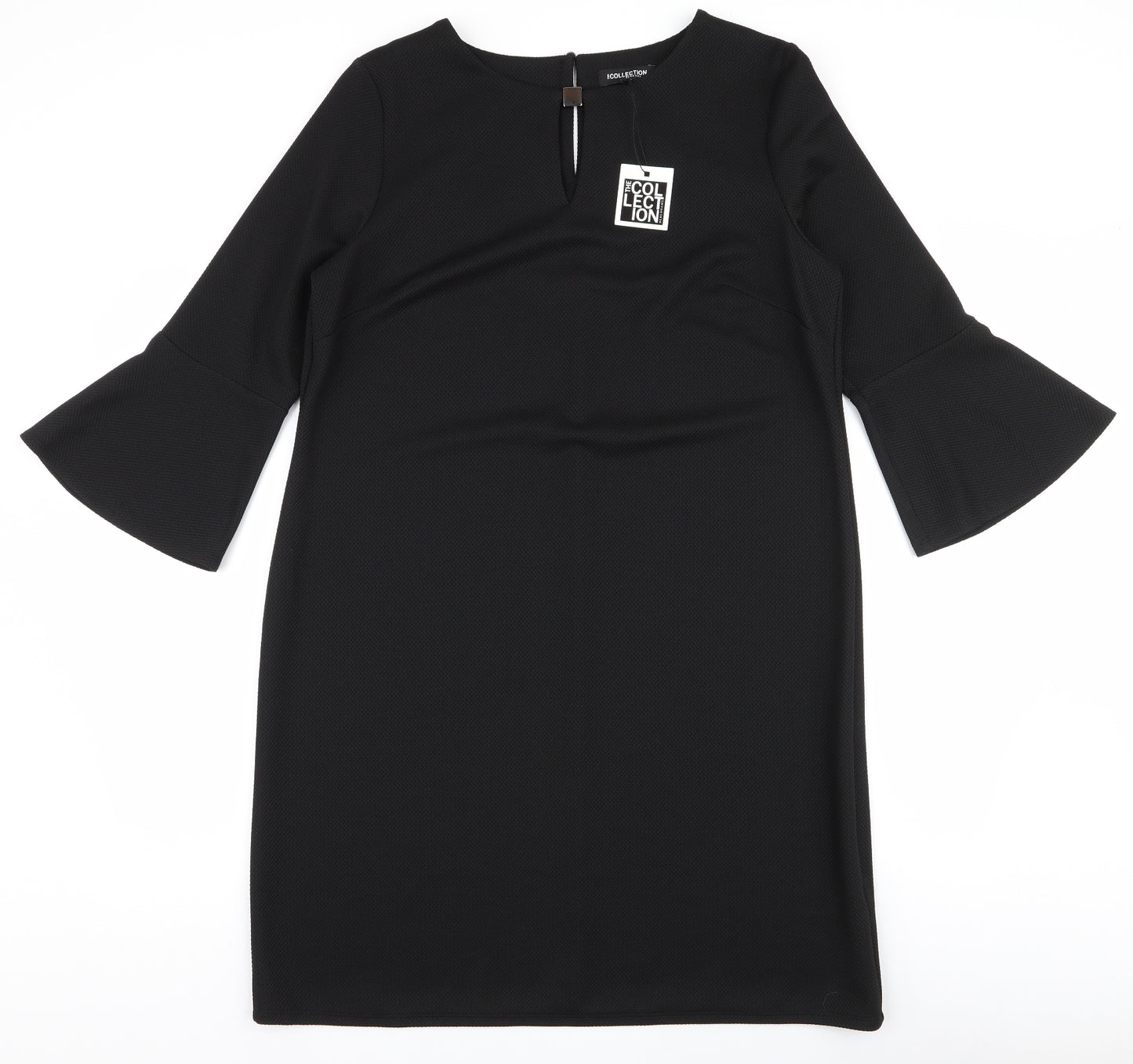 Debenhams Womens Black  Polyester Pencil Dress  Size 16  Round Neck Button