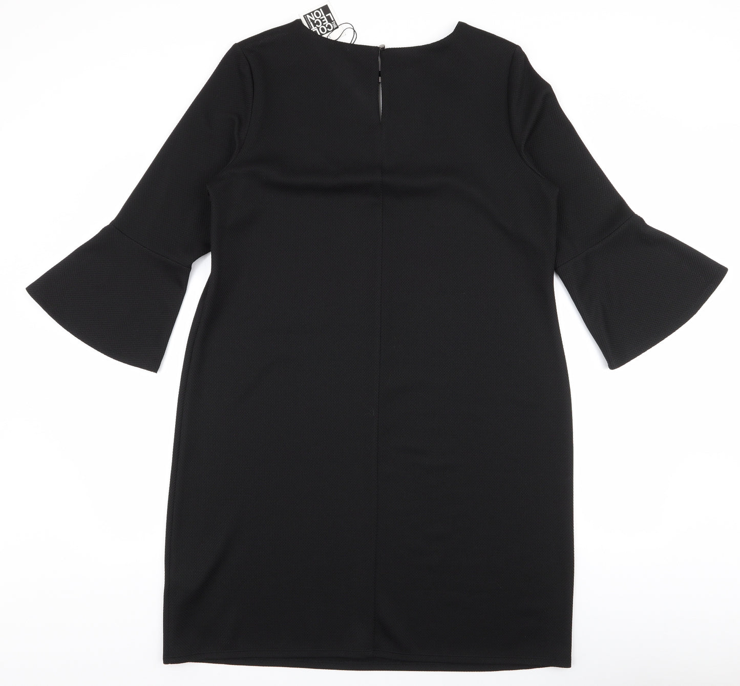 Debenhams Womens Black  Polyester Pencil Dress  Size 16  Round Neck Button