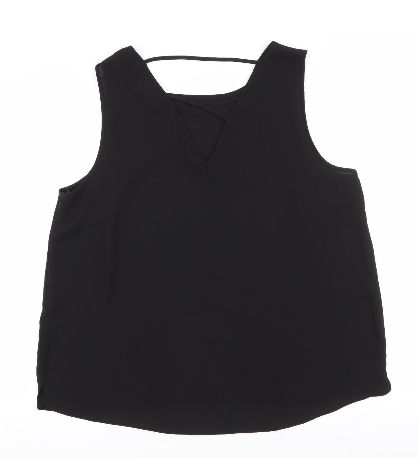 Dorothy Perkins Womens Black  Polyester Basic Blouse Size 18 V-Neck