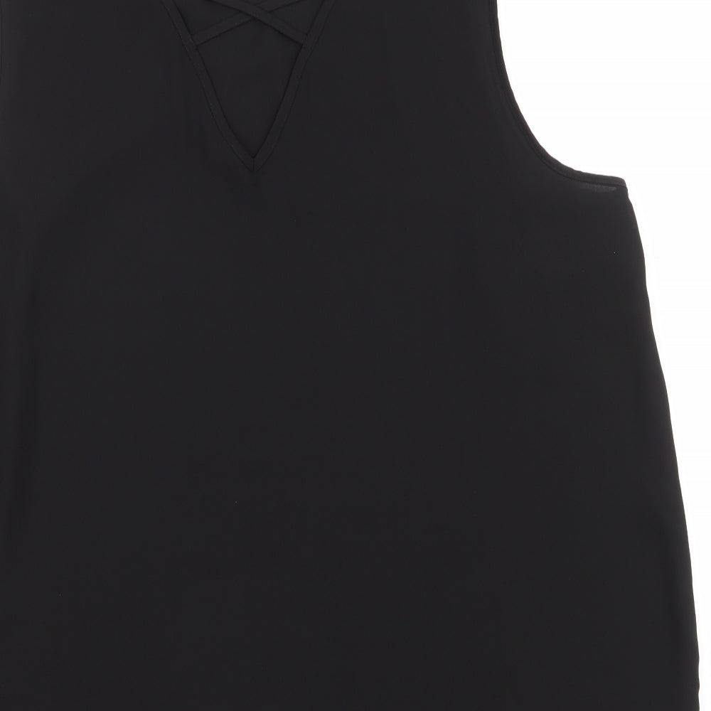 Dorothy Perkins Womens Black  Polyester Basic Blouse Size 18 V-Neck