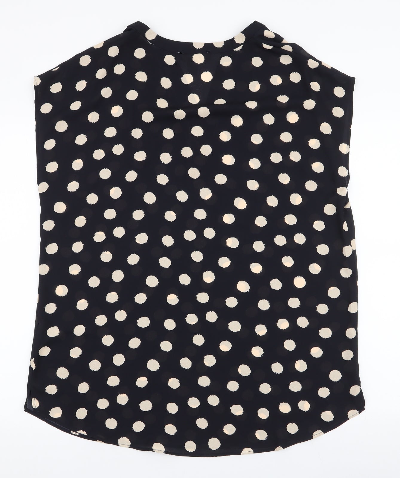 Anthology Womens Black Polka Dot Polyester Basic Blouse Size 16 V-Neck