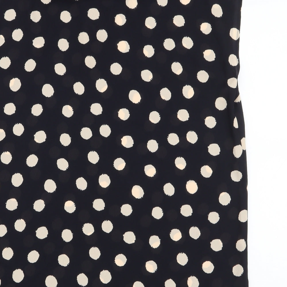 Anthology Womens Black Polka Dot Polyester Basic Blouse Size 16 V-Neck