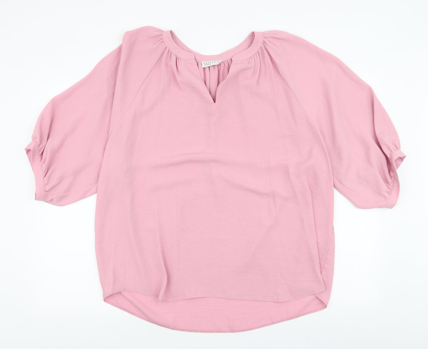 Papaya Womens Pink  Polyester Basic Blouse Size 16 V-Neck
