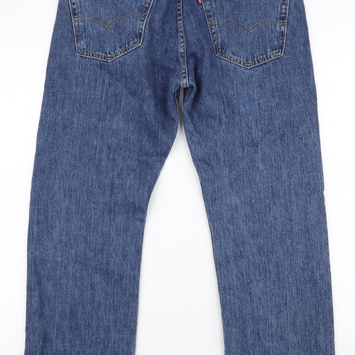 Levi's Mens Blue  Cotton Straight Jeans Size 30 L30 in Regular Button