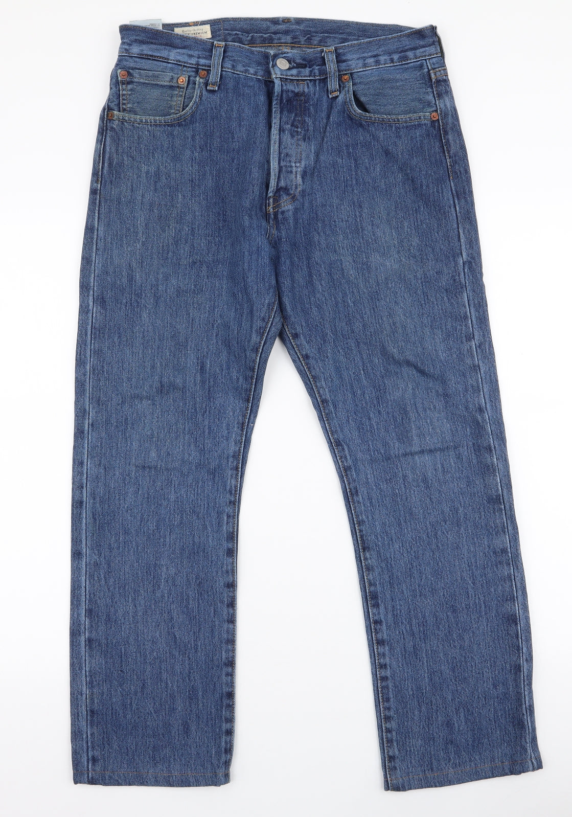 Levi's  Mens Blue  Cotton Straight Jeans Size 30 L30 in Regular Button
