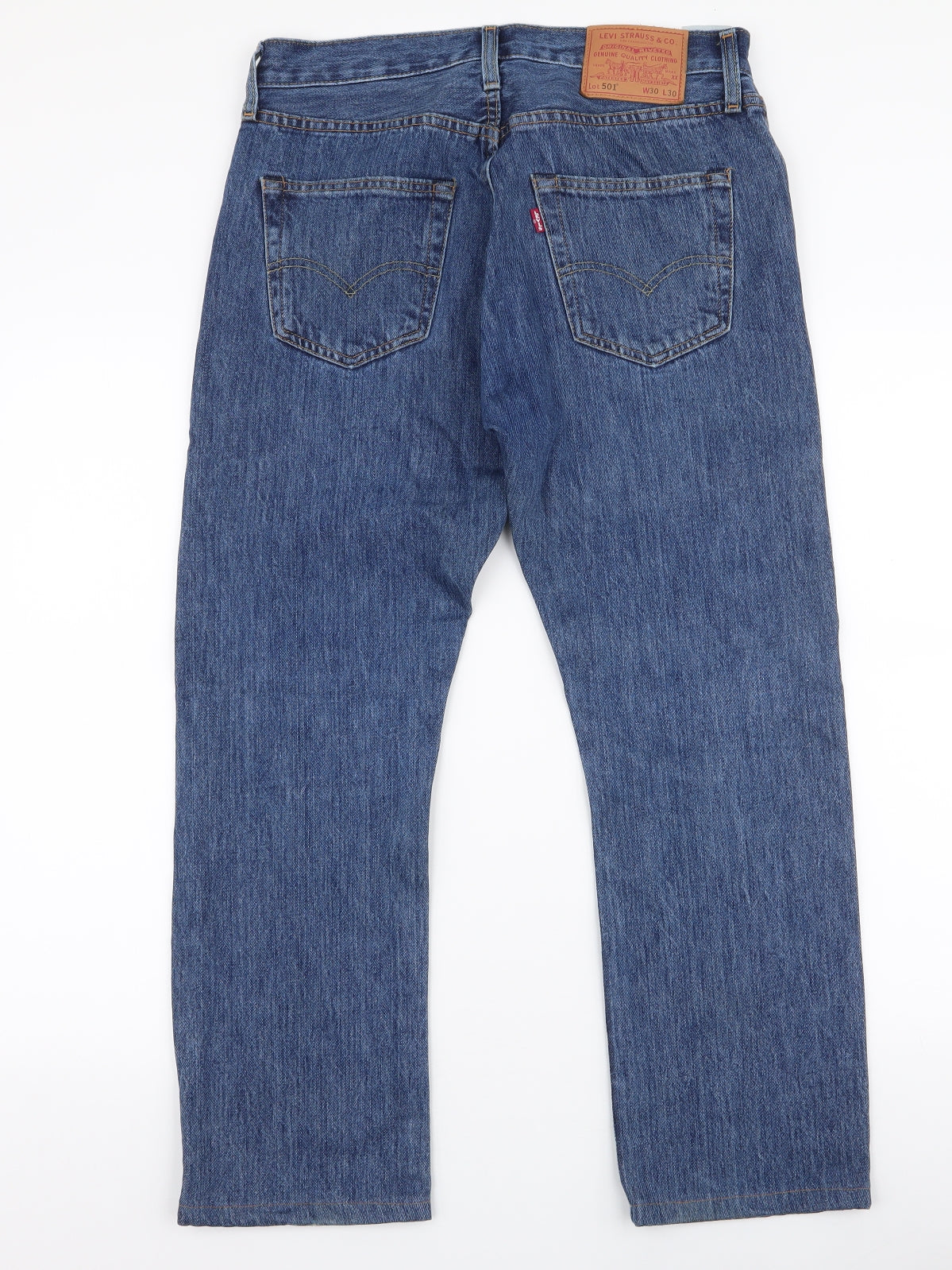 Levi's  Mens Blue  Cotton Straight Jeans Size 30 L30 in Regular Button