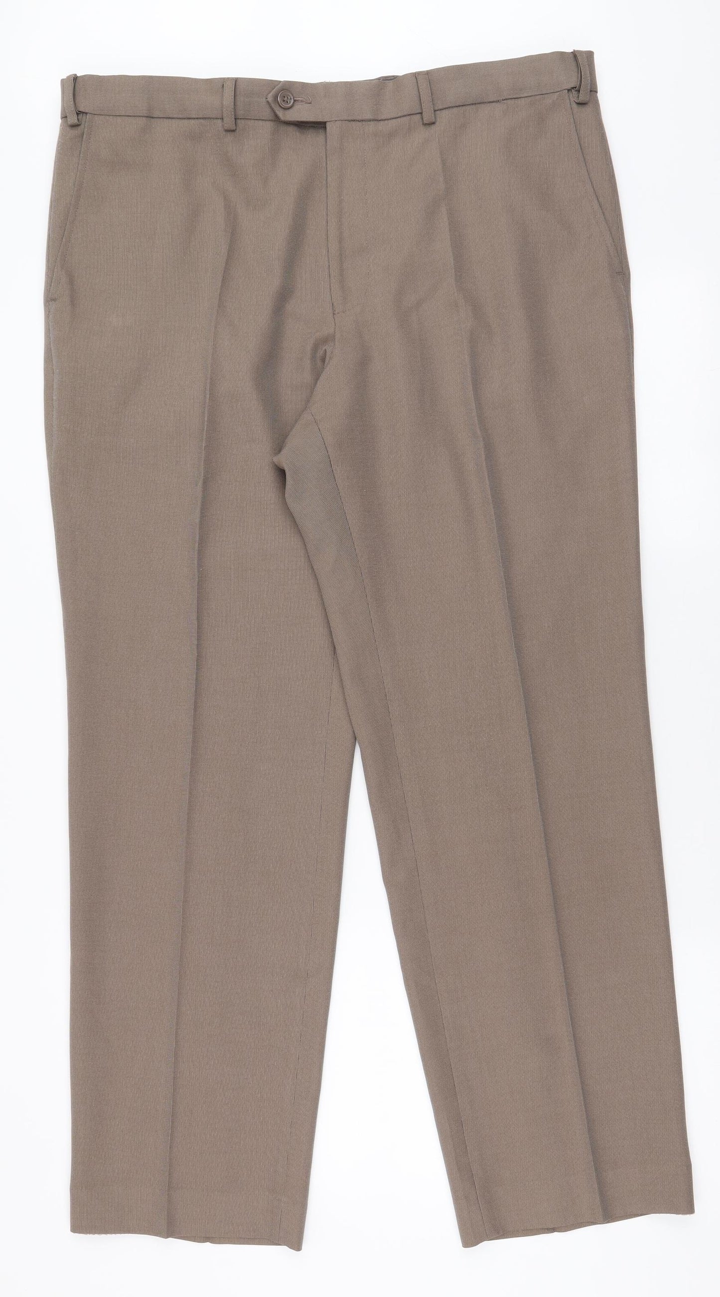 Marks and Spencer Mens Brown  Polyester Trousers  Size 38 L31 in Regular Zip