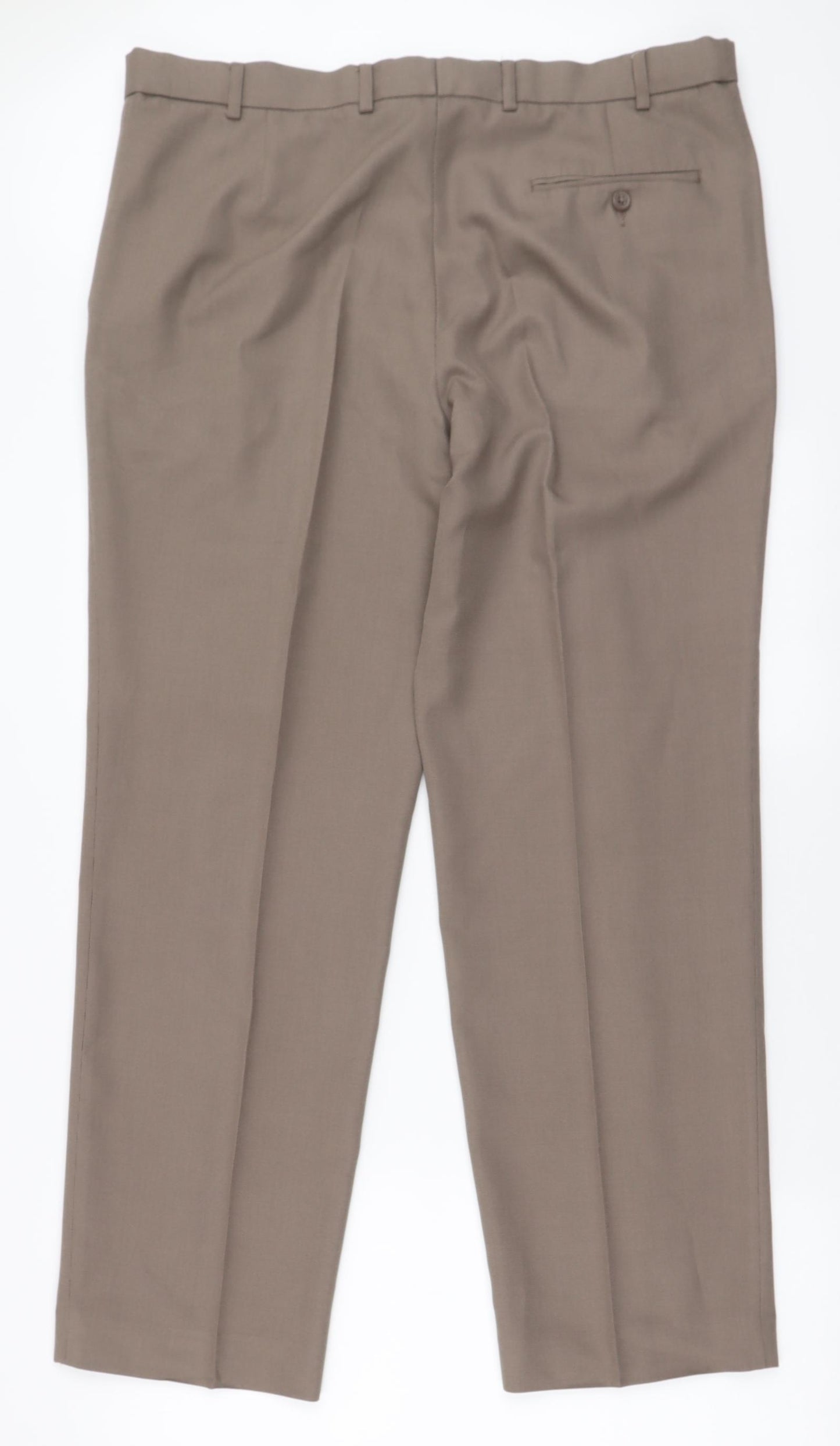 Marks and Spencer Mens Brown  Polyester Trousers  Size 38 L31 in Regular Zip