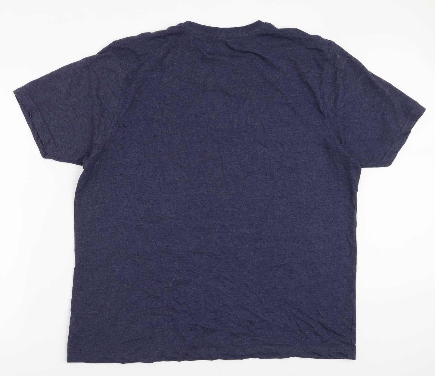 Dunnes Stores Mens Blue Fair Isle Cotton  T-Shirt Size 2XL Round Neck  - Christmas