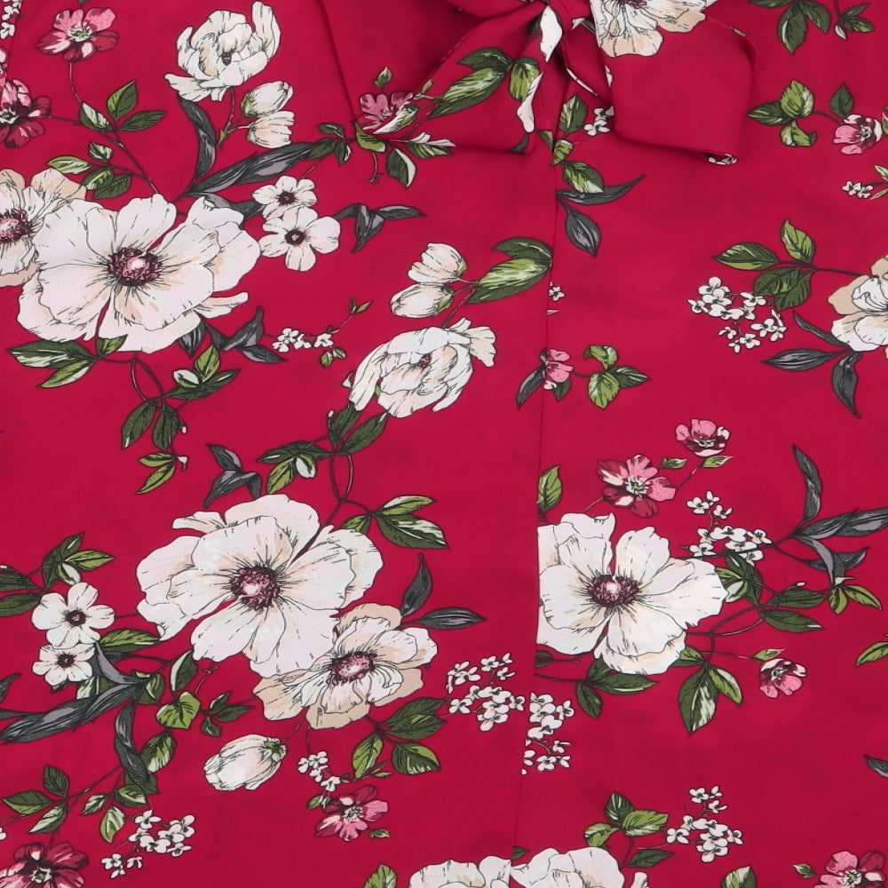 Dorothy Perkins Womens Red Floral Polyester Basic Blouse Size 22 High Neck
