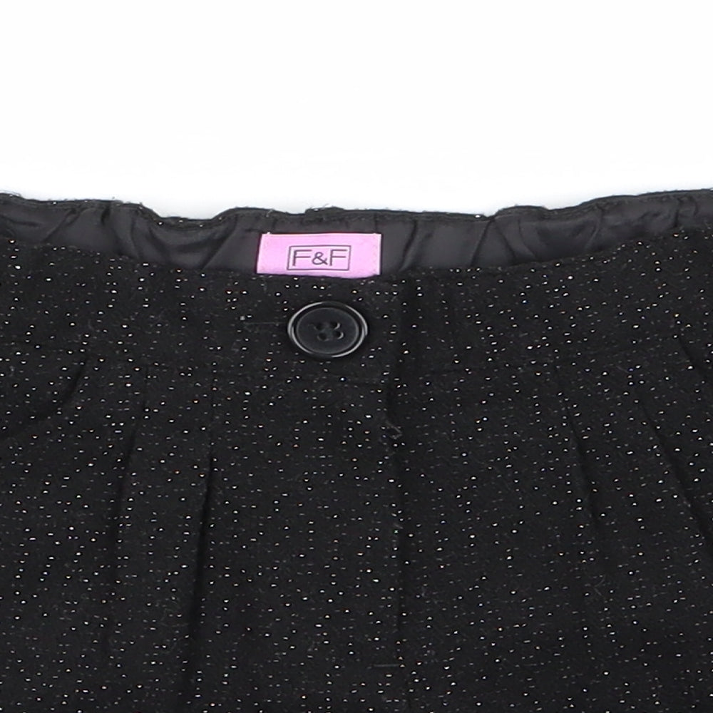 F&F Girls Black  Polyester Paperbag Shorts Size 6-7 Years  Regular Zip