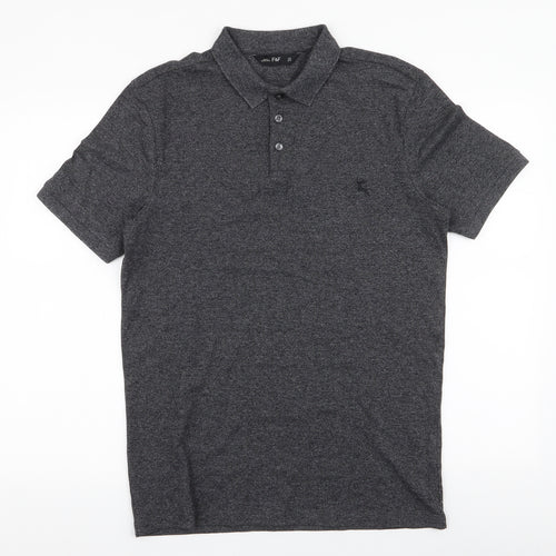 F&F Mens Grey  Cotton  Polo Size S Collared Button