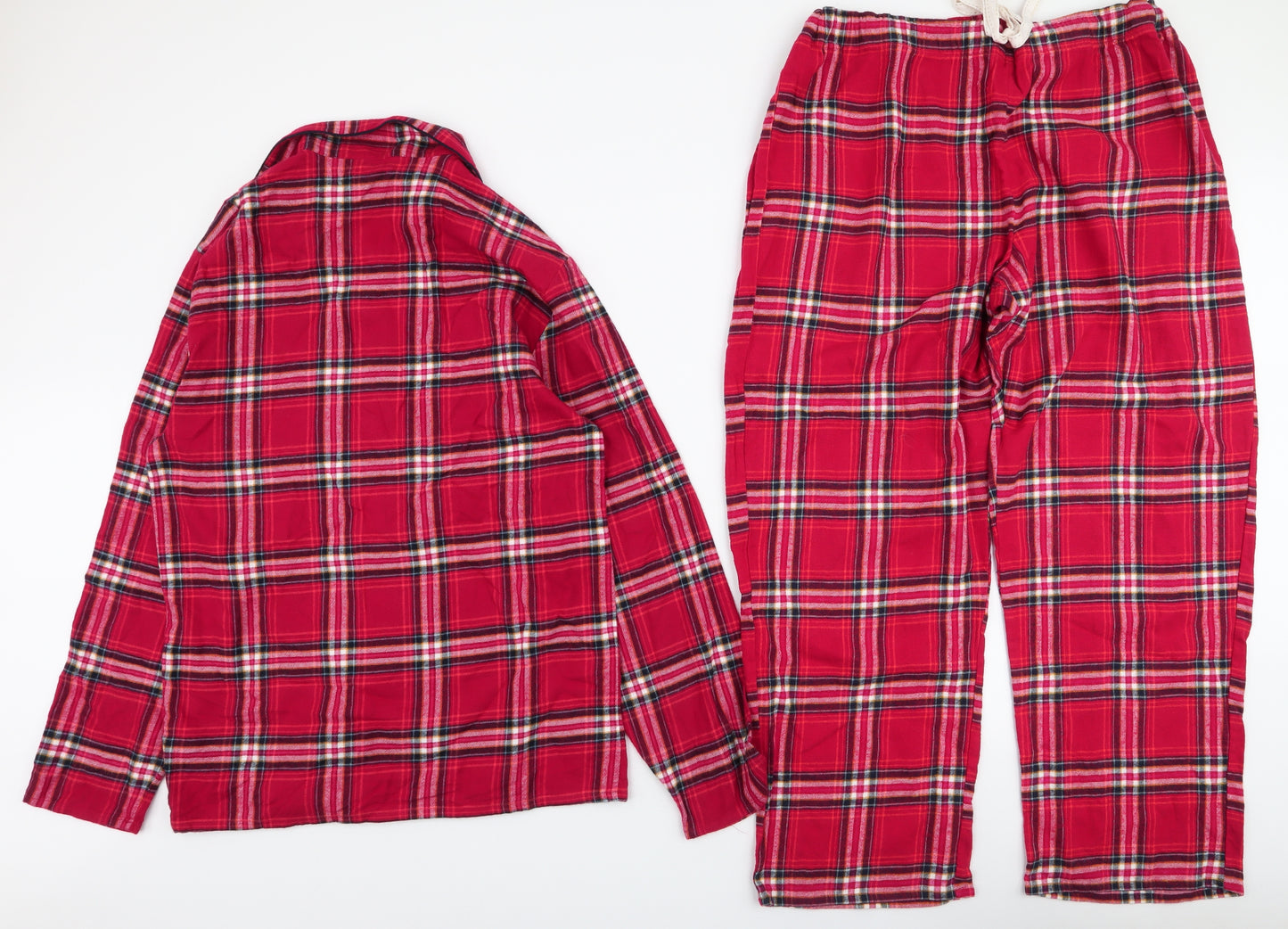 Marks and Spencer Mens Red Plaid 100% Cotton  Pyjama Set Size S  Button