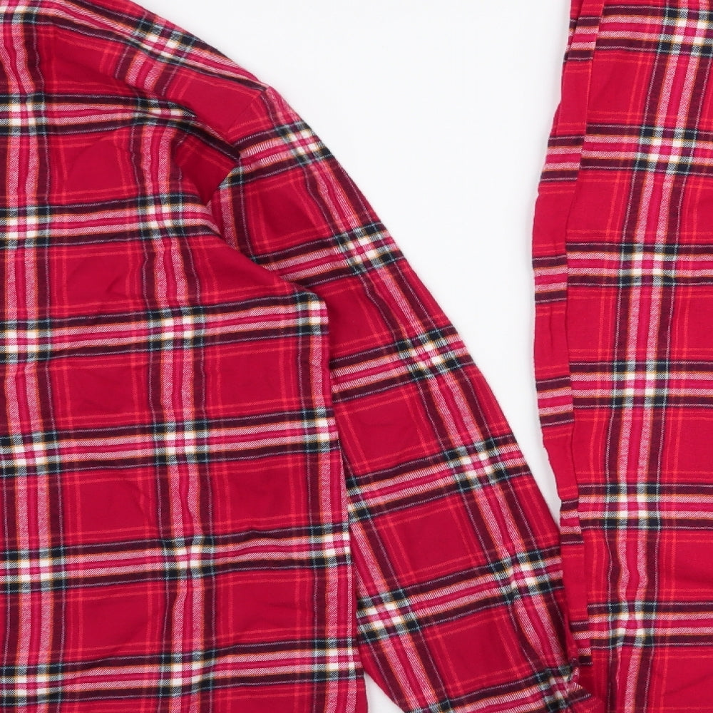 Marks and Spencer Mens Red Plaid 100% Cotton  Pyjama Set Size S  Button