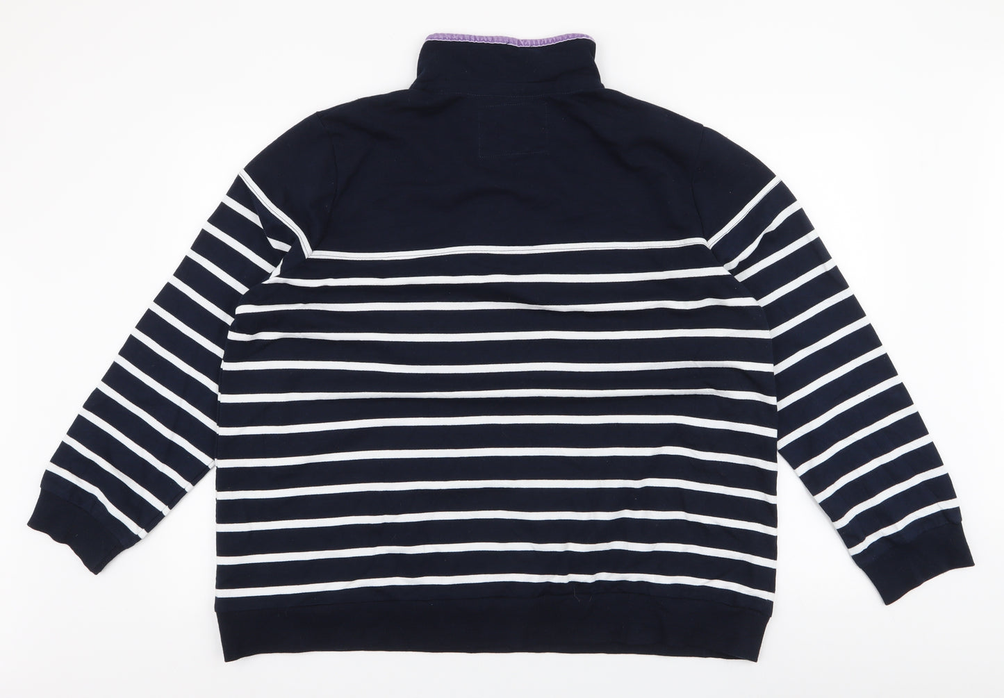 Preworn Womens Blue Striped Cotton Pullover Sweatshirt Size 22  Button
