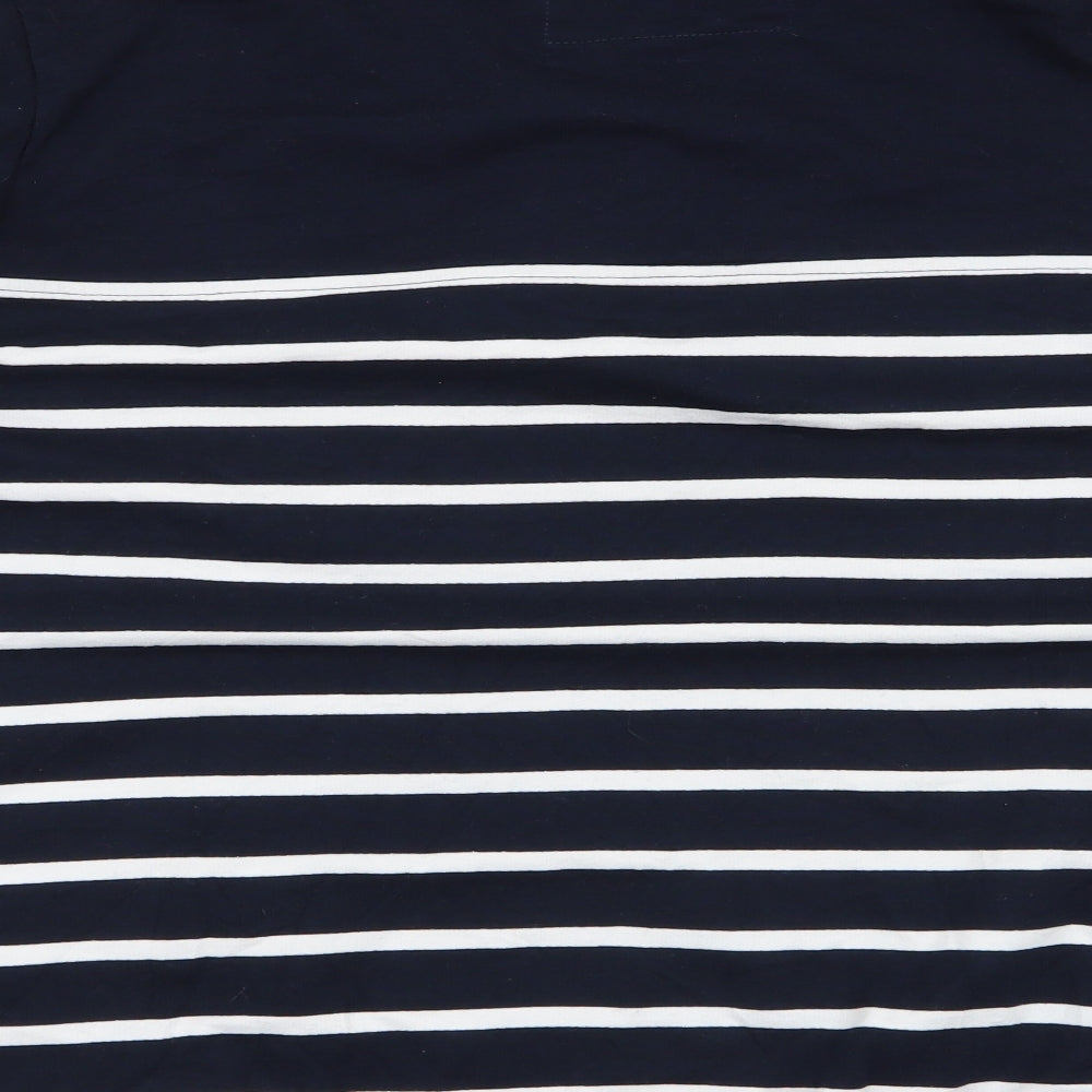 Preworn Womens Blue Striped Cotton Pullover Sweatshirt Size 22  Button
