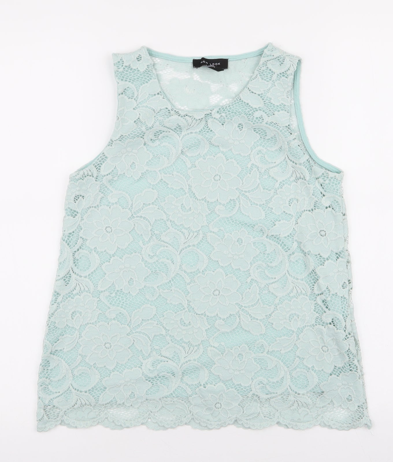 New Look Womens Blue  Nylon Basic Blouse Size 8 Round Neck