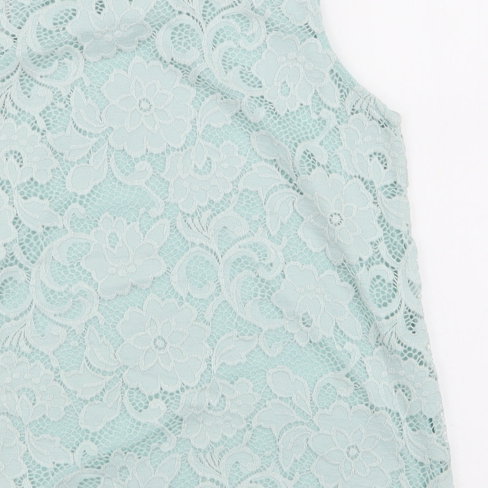 New Look Womens Blue  Nylon Basic Blouse Size 8 Round Neck