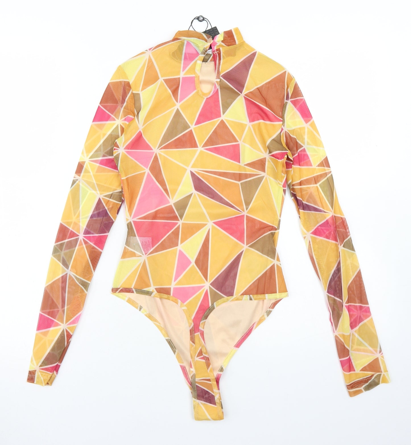 NAANAA Womens Multicoloured Geometric Polyester Bodysuit One-Piece Size 6  Snap