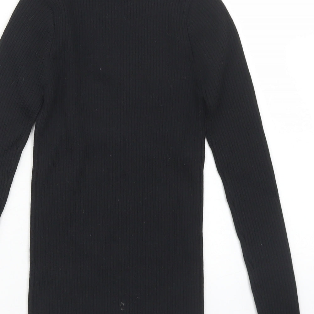 Dunnes Stores Girls Black High Neck  Polyester Pullover Jumper Size 7 Years   - Ribbed