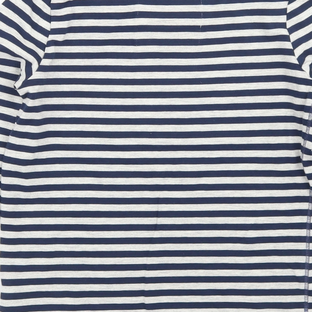 NEXT Girls Blue Striped Cotton Basic T-Shirt Size 6 Years Crew Neck