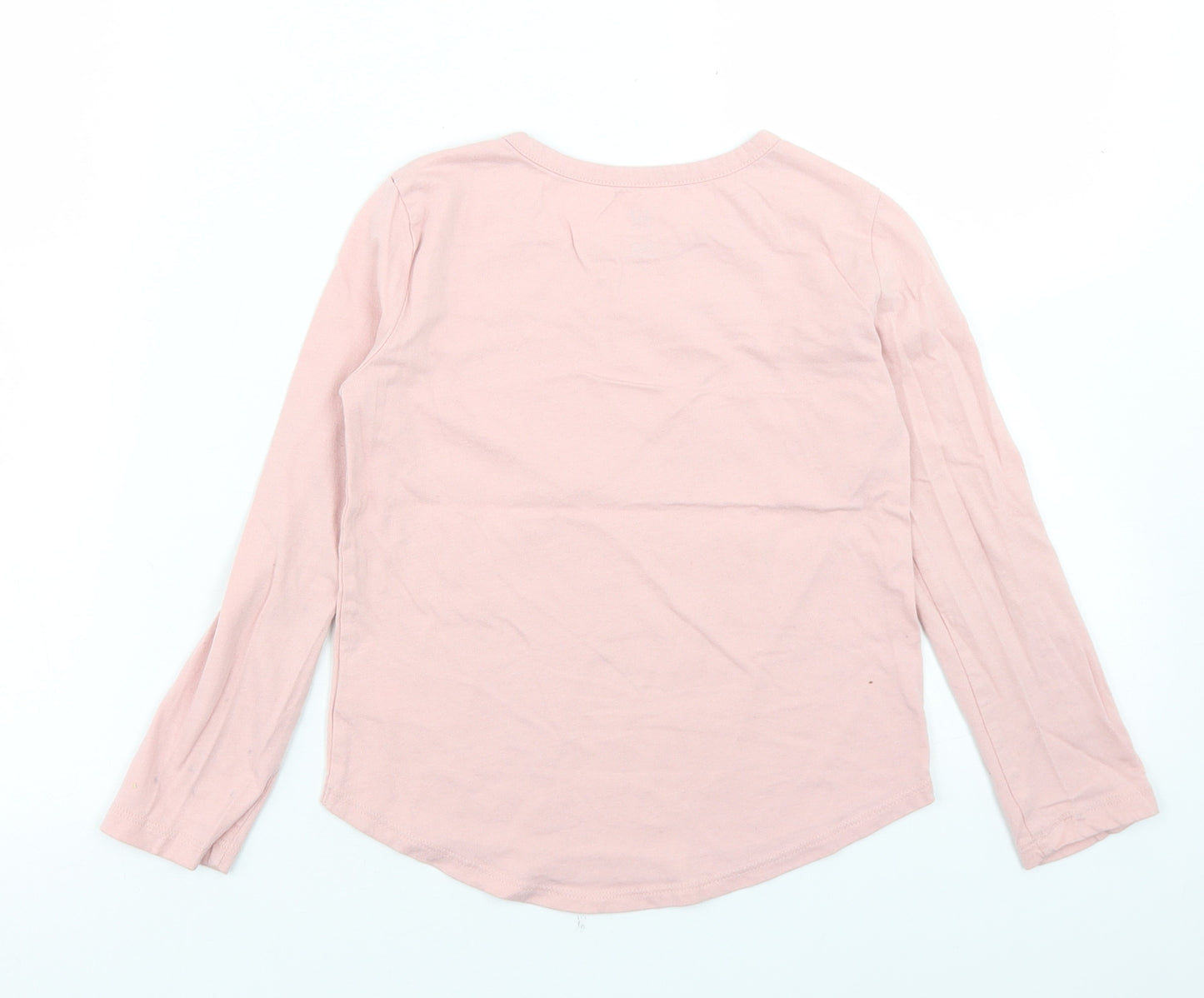 Gap Girls Pink  Cotton Basic T-Shirt Size 6-7 Years Round Neck  - Unicorn