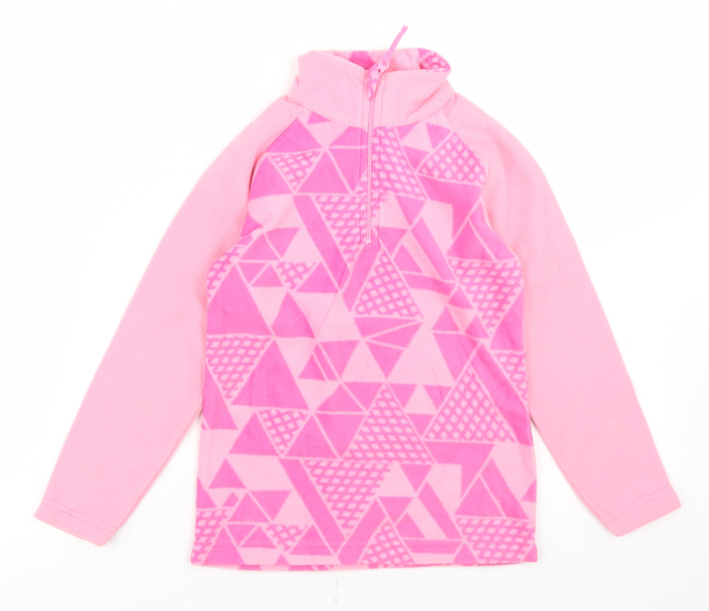 Mountain Warehouse Girls Pink Geometric Polyester Pullover Sweatshirt Size 5-6 Years  Zip