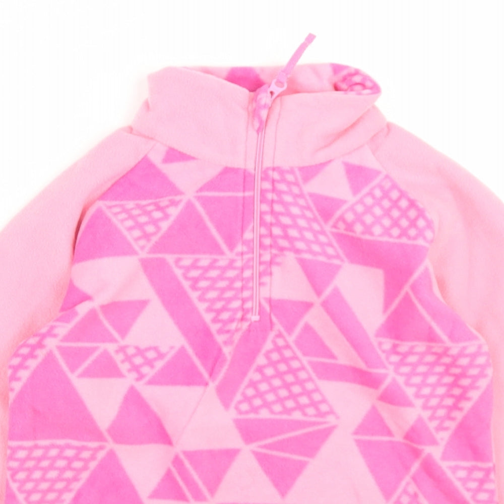 Mountain Warehouse Girls Pink Geometric Polyester Pullover Sweatshirt Size 5-6 Years  Zip