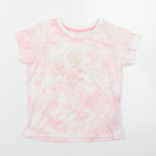 Primark Girls Pink  Cotton Basic T-Shirt Size 7-8 Years Crew Neck  - Shells, Tie Dye