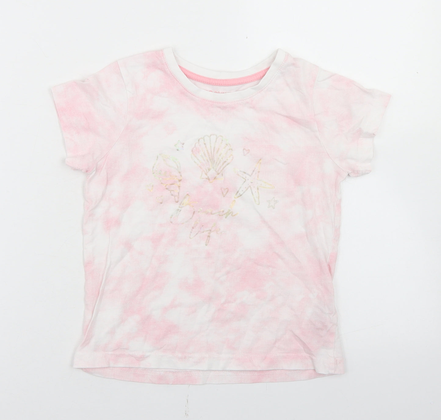 Primark Girls Pink  Cotton Basic T-Shirt Size 7-8 Years Crew Neck  - Shells, Tie Dye