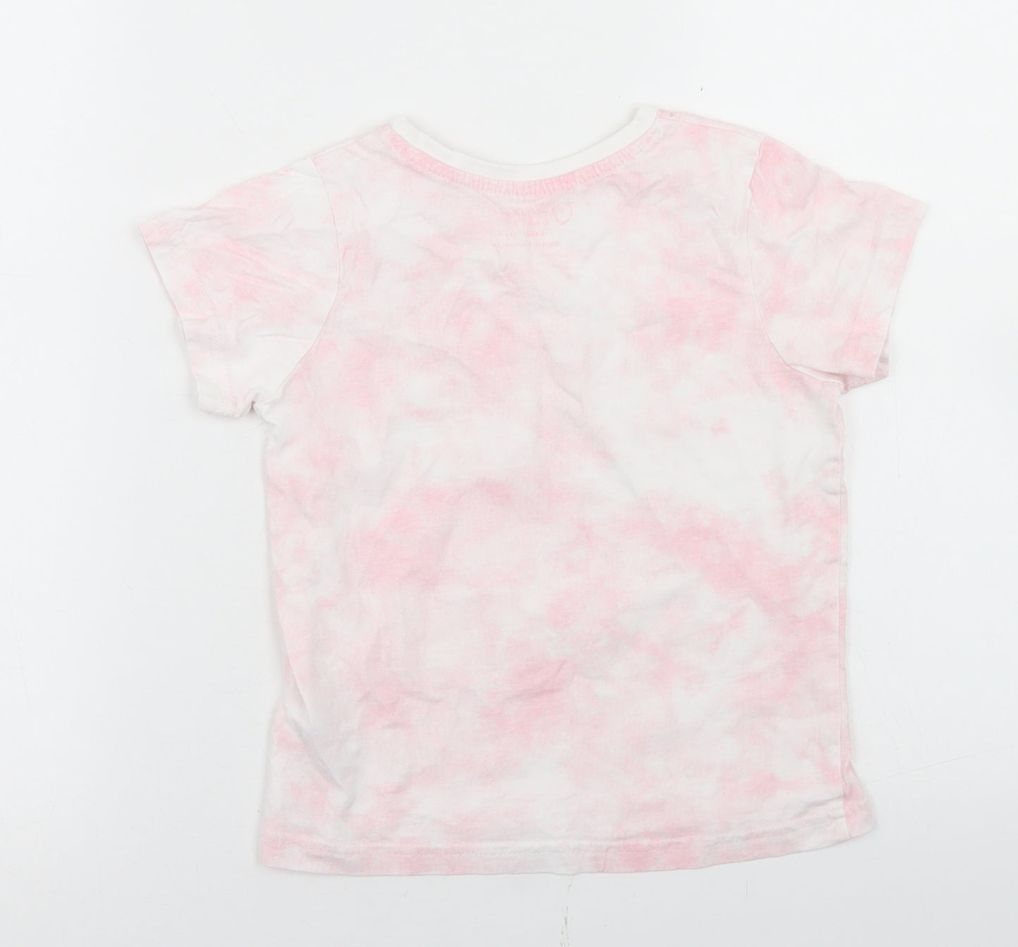Primark Girls Pink  Cotton Basic T-Shirt Size 7-8 Years Crew Neck  - Shells, Tie Dye