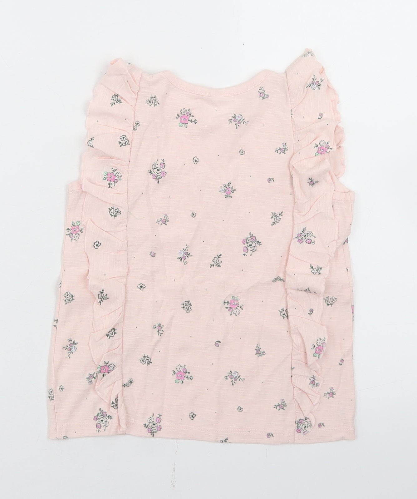George Girls Pink Floral Cotton Basic T-Shirt Size 3-4 Years Round Neck