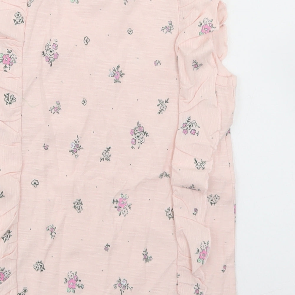 George Girls Pink Floral Cotton Basic T-Shirt Size 3-4 Years Round Neck