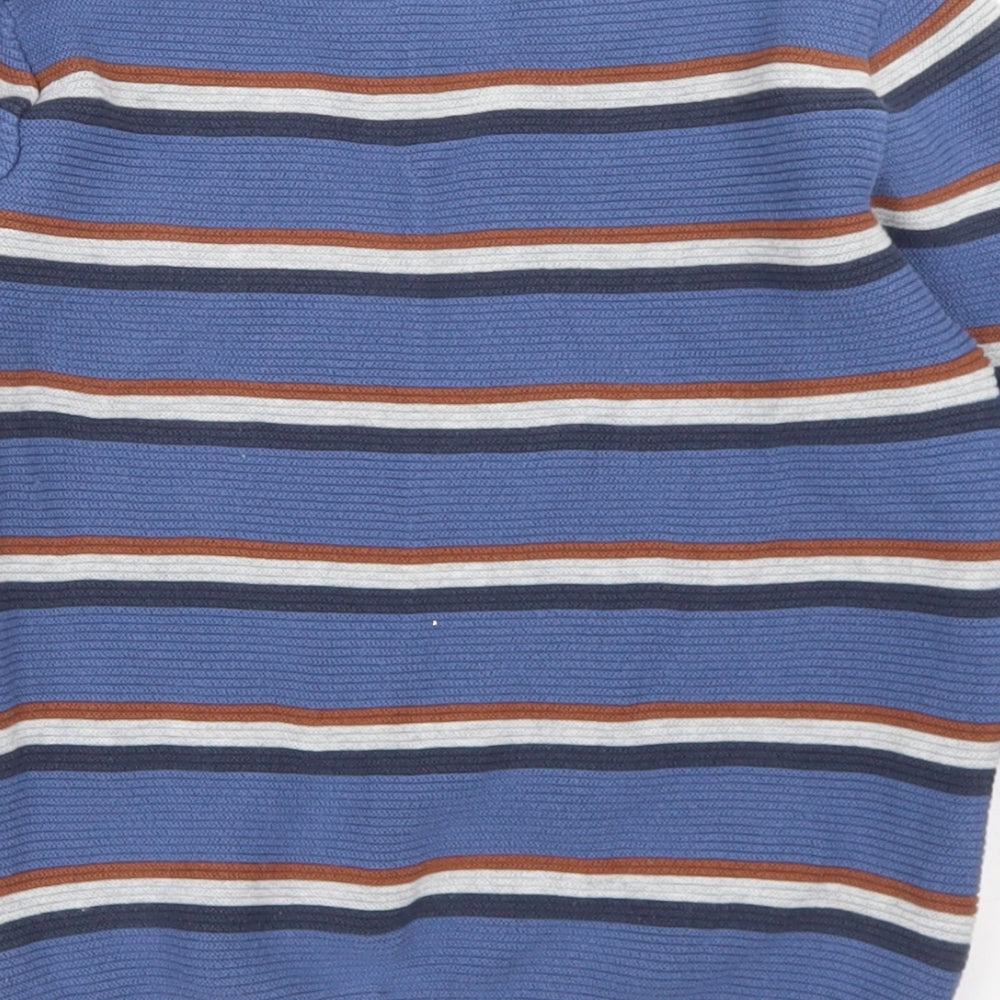 George Boys Blue Crew Neck Striped Cotton Pullover Jumper Size 4-5 Years