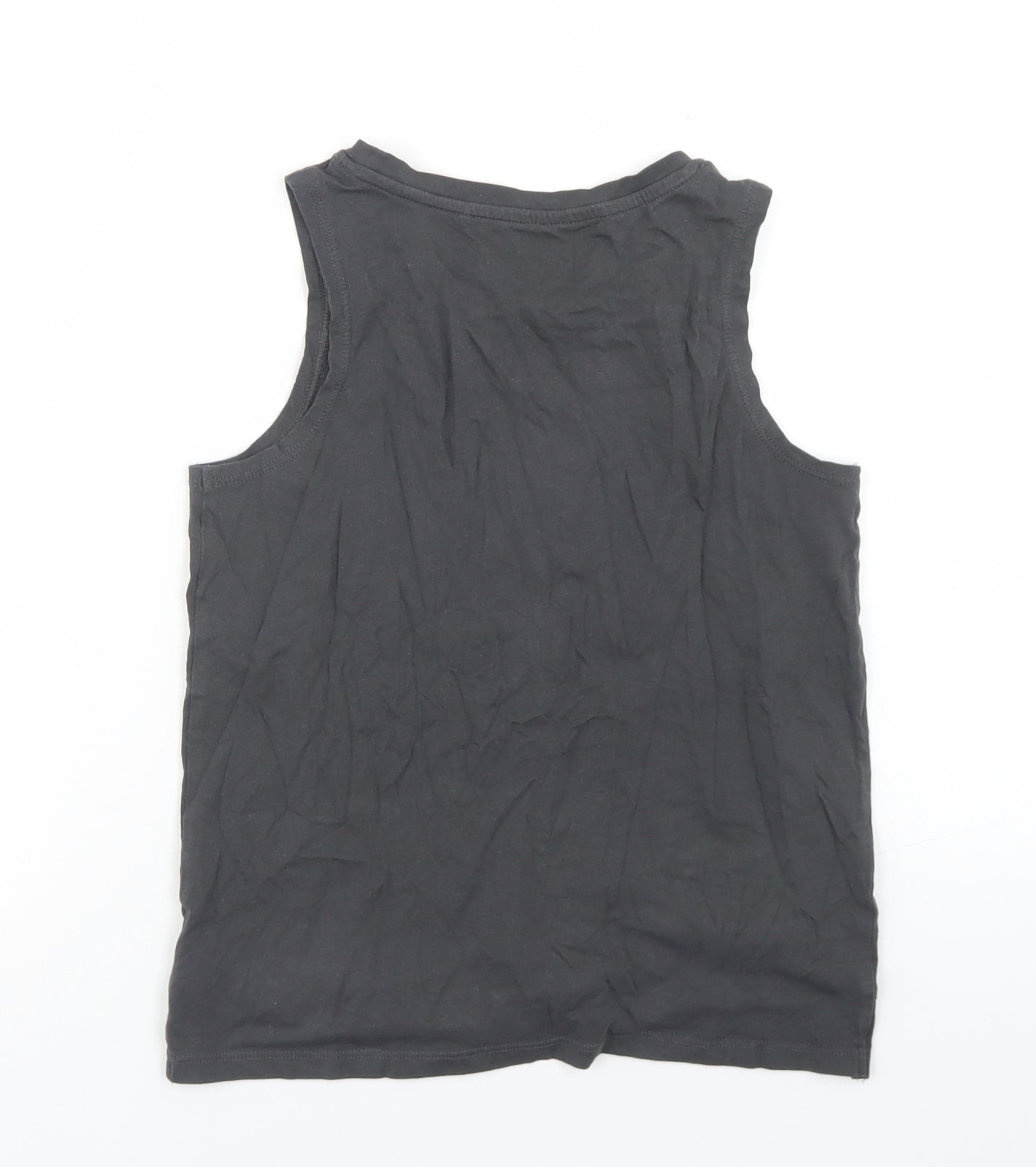 NEXT Girls Grey  Cotton Basic Tank Size 12 Years Round Neck  - Knot Front
