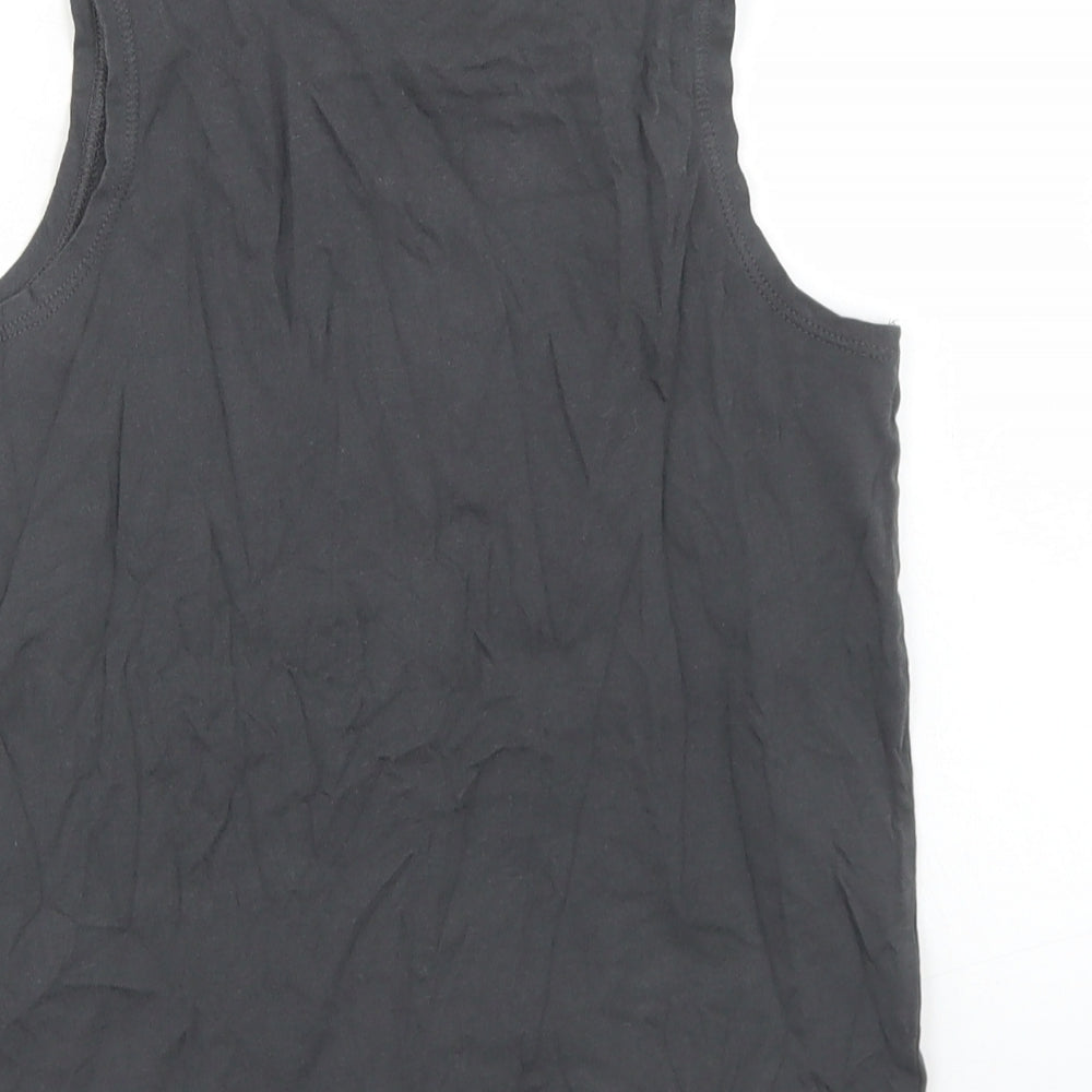 NEXT Girls Grey  Cotton Basic Tank Size 12 Years Round Neck  - Knot Front