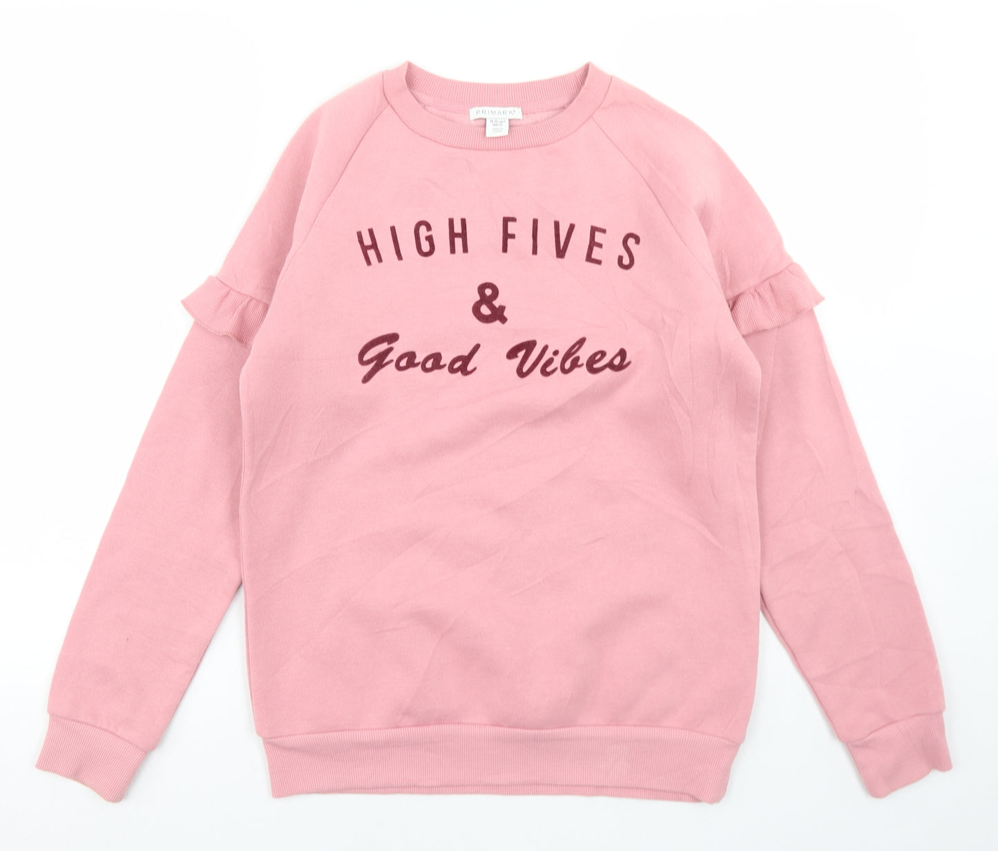 Primark Girls Pink  Polyester Pullover Sweatshirt Size 14-15 Years   - Slogan