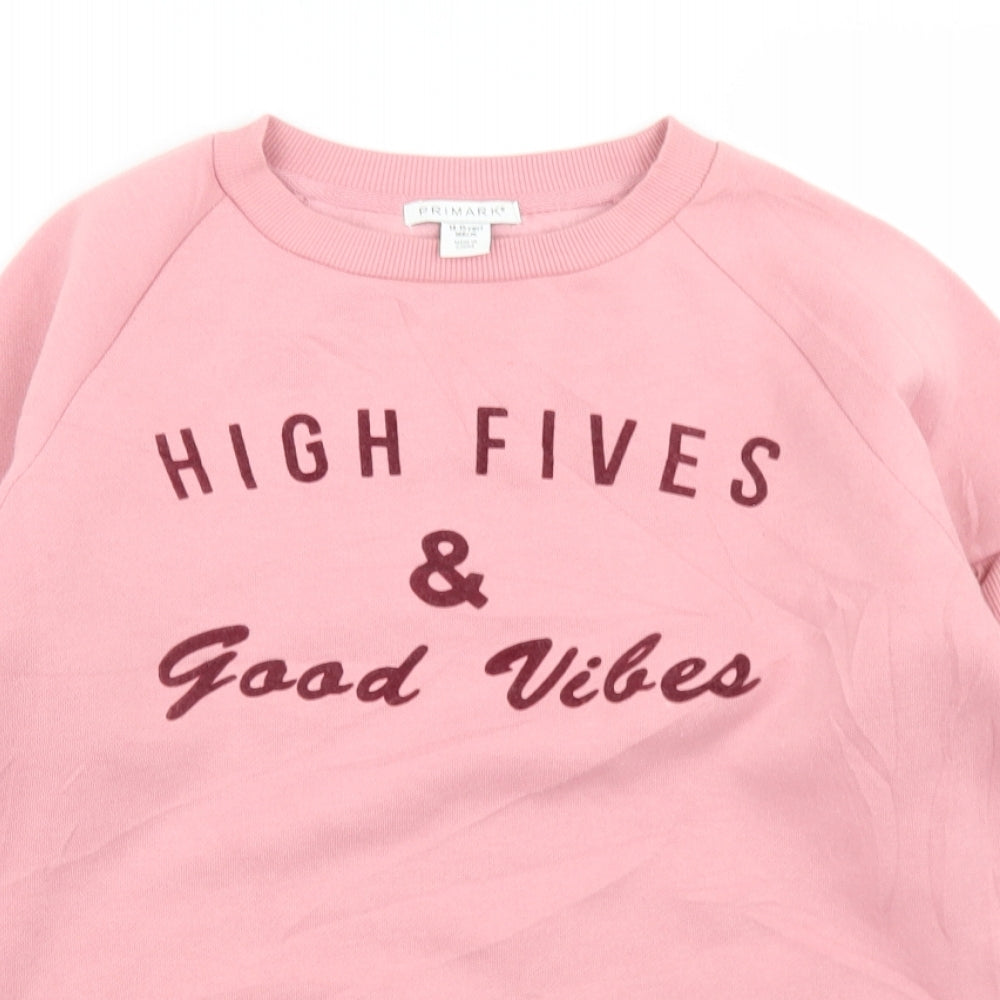 Primark Girls Pink  Polyester Pullover Sweatshirt Size 14-15 Years   - Slogan
