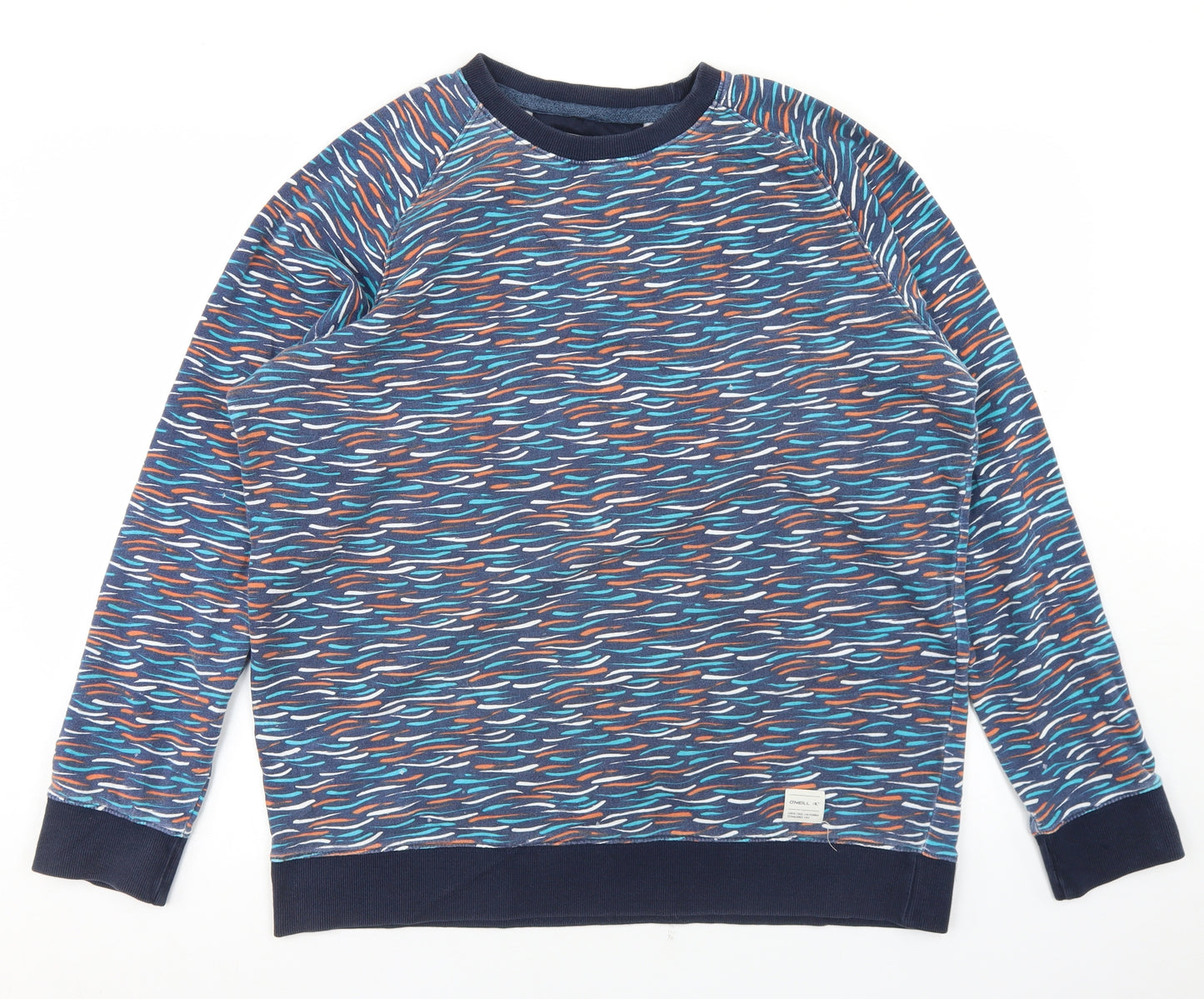 O'Neill Mens Blue Geometric Cotton Pullover Sweatshirt Size XL