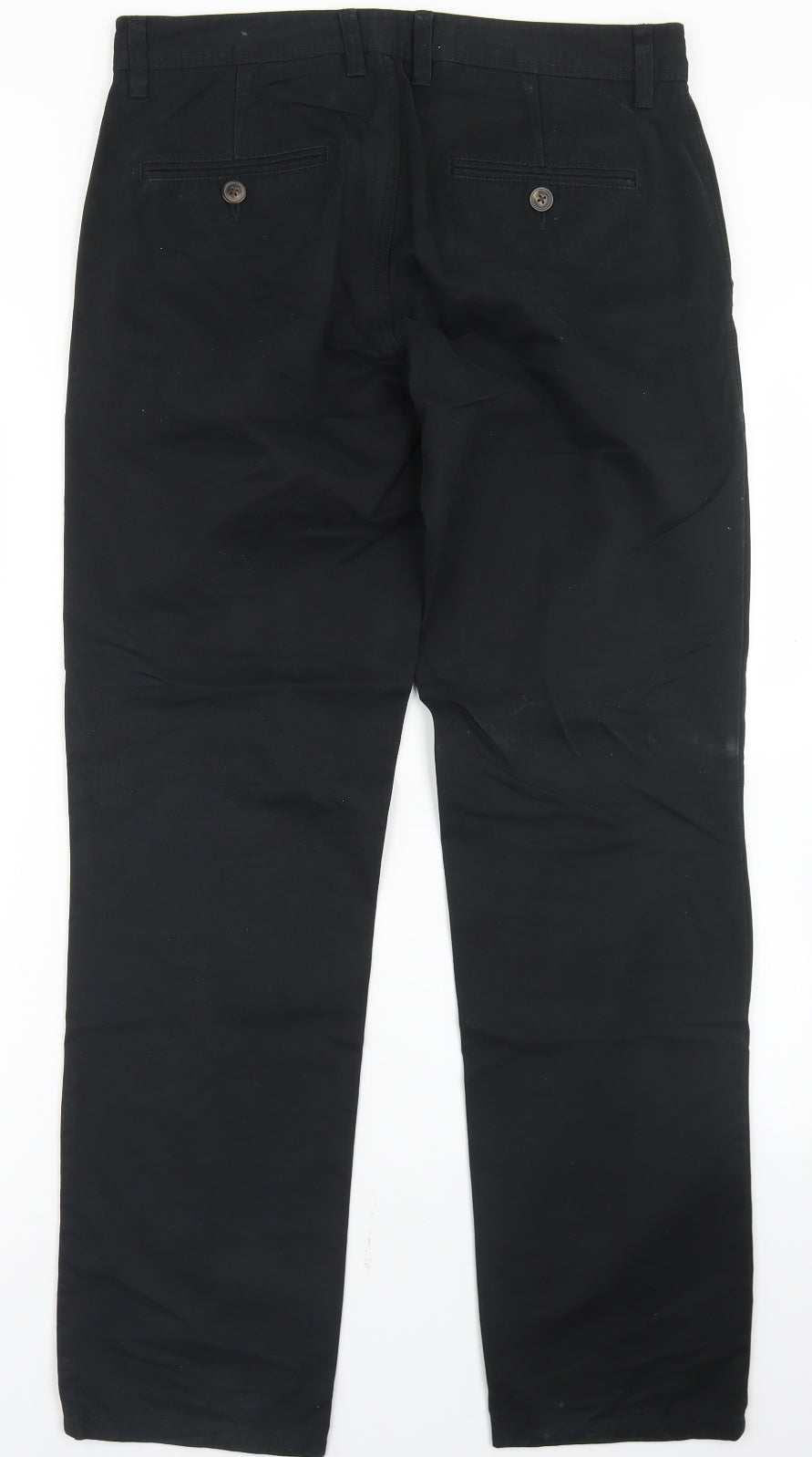 NEXT Mens Black  Cotton Chino Trousers Size 30 in L31 in Regular Button